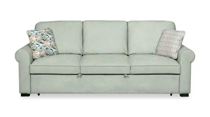Scott Living Haven 96 Chenille Fabric Sleeper Sofa with Wood Legs - Seafoam Blue