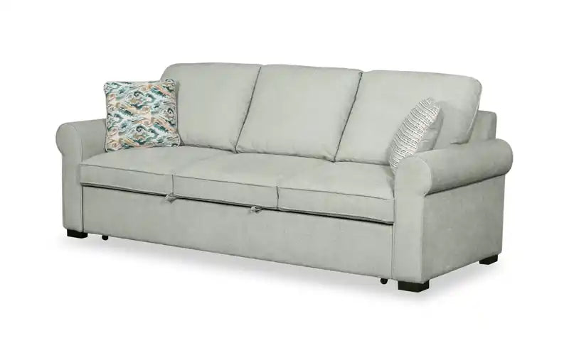 96 Chenille Fabric Sleeper Sofa with Wood Legs - Seafoam Blue