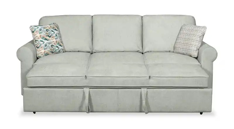 96 Chenille Fabric Sleeper Sofa with Wood Legs - Seafoam Blue