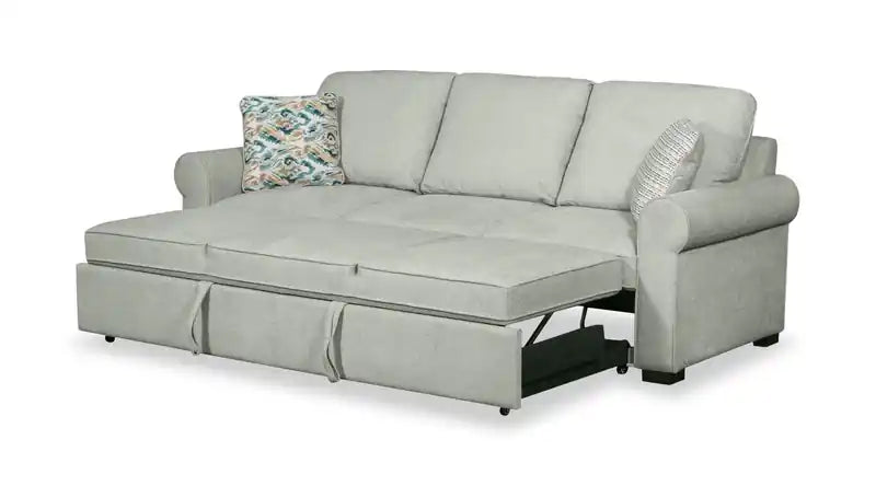 96 Chenille Fabric Sleeper Sofa with Wood Legs - Seafoam Blue