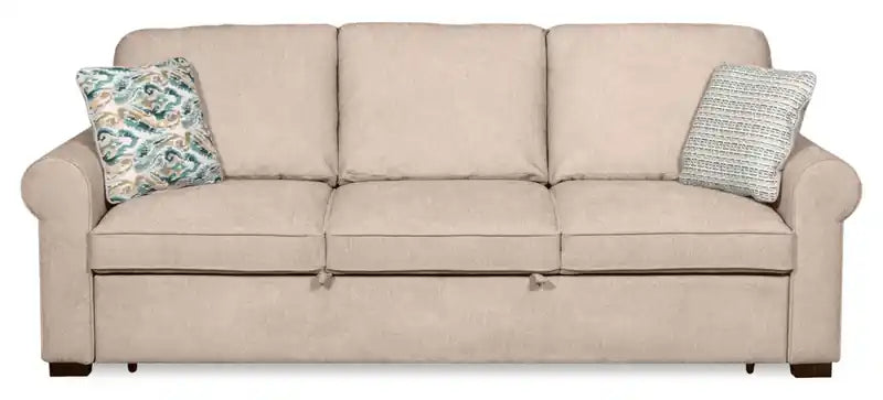 96 Chenille Fabric Sleeper Sofa with Wood Legs - Seafoam Blue
