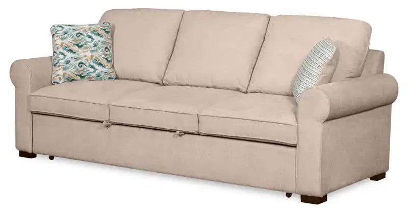 96 Chenille Fabric Sleeper Sofa with Wood Legs - Seafoam Blue