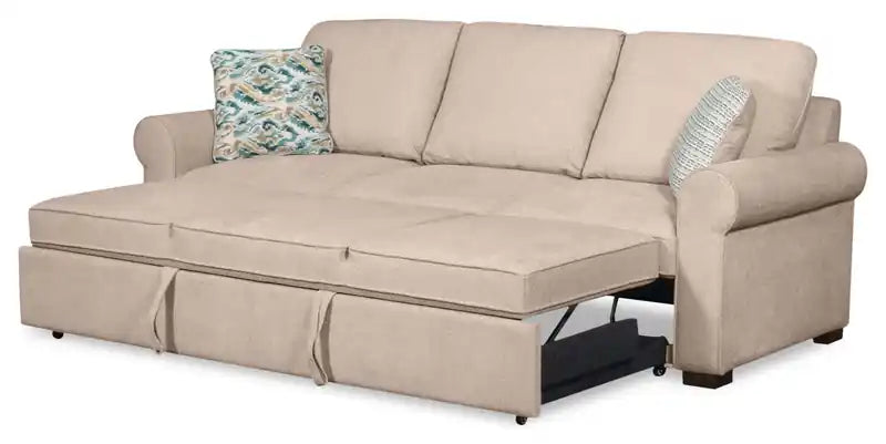 96 Chenille Fabric Sleeper Sofa with Wood Legs - Seafoam Blue