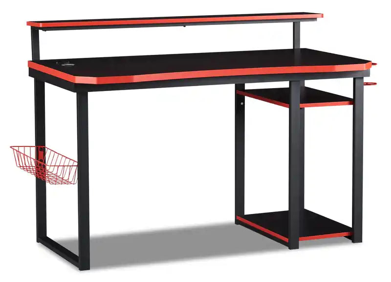 Herman 50 Gaming Office Desk - Black with Red Trim