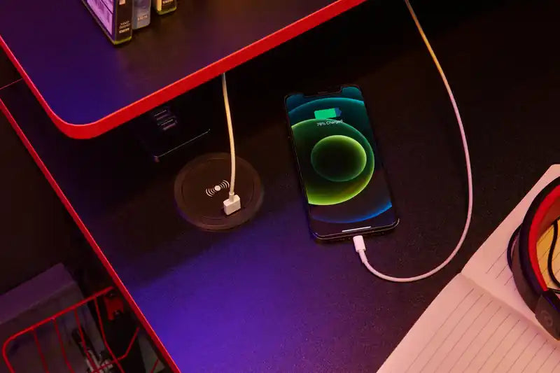 50 Gaming Office Desk - Black with Red Trim