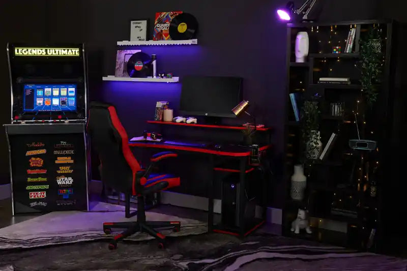 50 Gaming Office Desk - Black with Red Trim