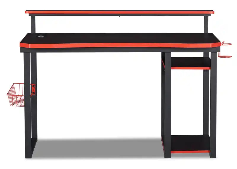 50 Gaming Office Desk - Black with Red Trim