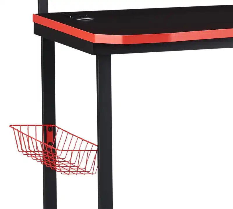 50 Gaming Office Desk - Black with Red Trim