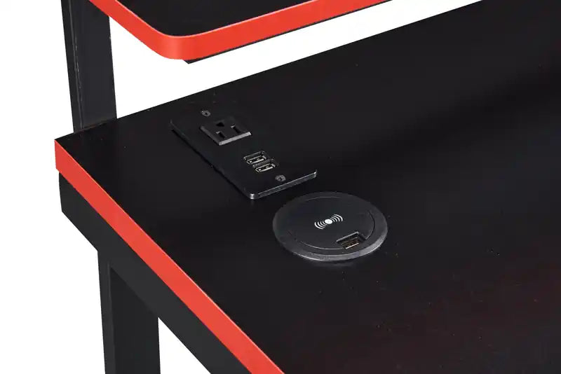 50 Gaming Office Desk - Black with Red Trim