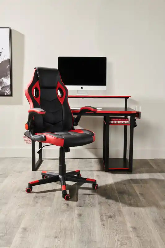 50 Gaming Office Desk - Black with Red Trim
