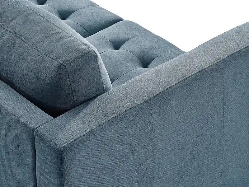 57 Fabric Loveseat with Tufted Seat Cushions and Reversible Back Cushions - Denim Blue