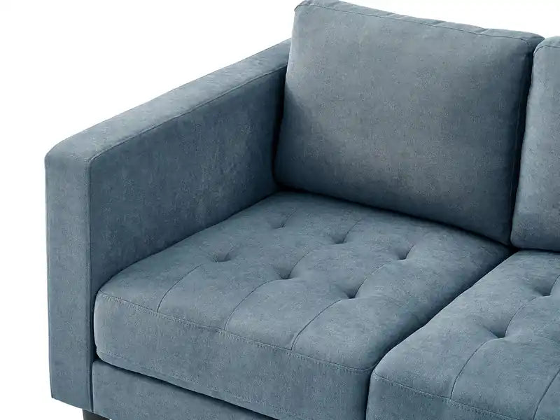 57 Fabric Loveseat with Tufted Seat Cushions and Reversible Back Cushions - Denim Blue