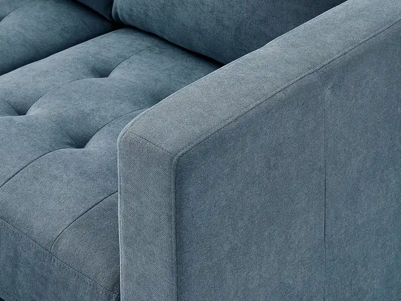 57 Fabric Loveseat with Tufted Seat Cushions and Reversible Back Cushions - Denim Blue