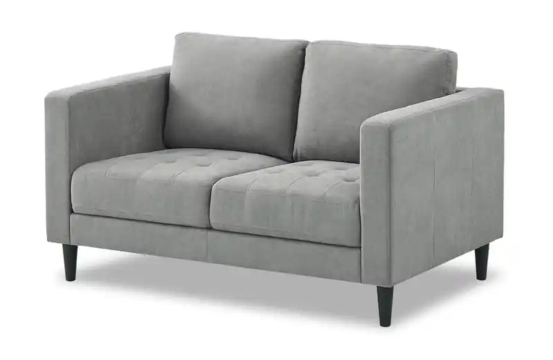 57 Fabric Loveseat with Tufted Seat Cushions and Reversible Back Cushions - Denim Blue