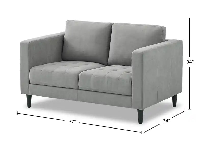 57 Fabric Loveseat with Tufted Seat Cushions and Reversible Back Cushions - Denim Blue