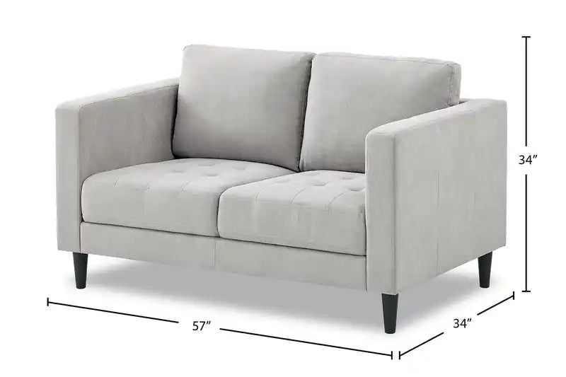 57 Fabric Loveseat with Tufted Seat Cushions and Reversible Back Cushions - Denim Blue