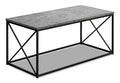 Millie 40.5 Modern Coffee Table - Grey Stone Look with Black Metal Base