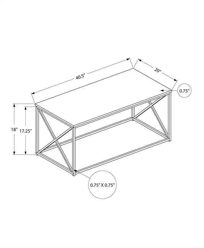 40.5 Modern Coffee Table - Grey Stone Look with Black Metal Base