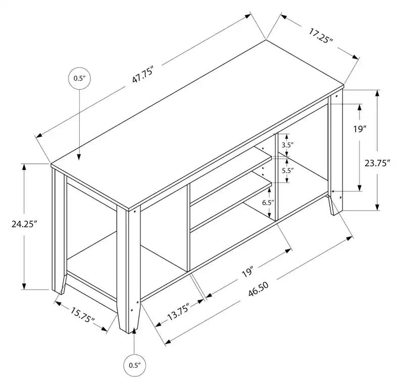 48 TV Stand with Storage and Cable Management for TVs up to 55- Espresso