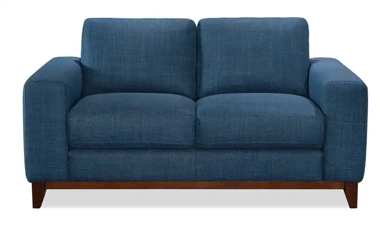 River 63.3 Linen-Look Fabric Loveseat with Wood Base and Legs