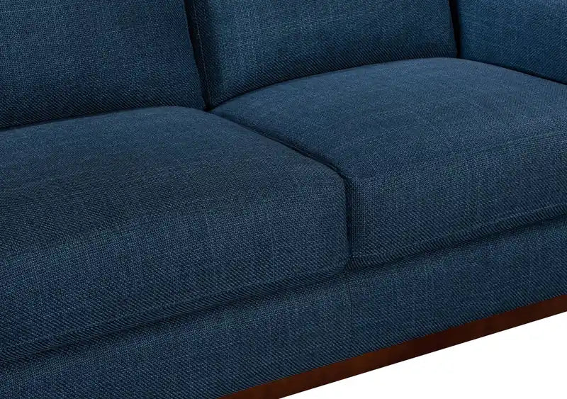 63.3 Linen-Look Fabric Loveseat with Wood Base and Legs