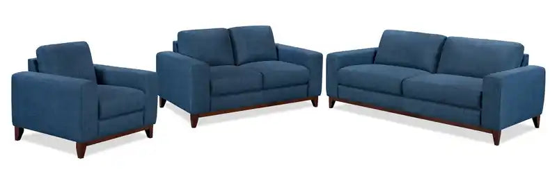 63.3 Linen-Look Fabric Loveseat with Wood Base and Legs