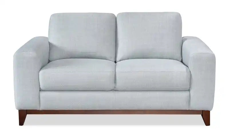 63.3 Linen-Look Fabric Loveseat with Wood Base and Legs