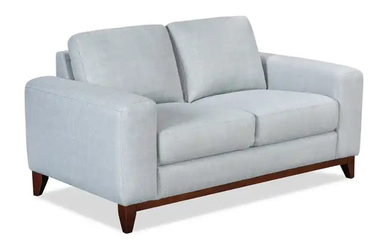 63.3 Linen-Look Fabric Loveseat with Wood Base and Legs