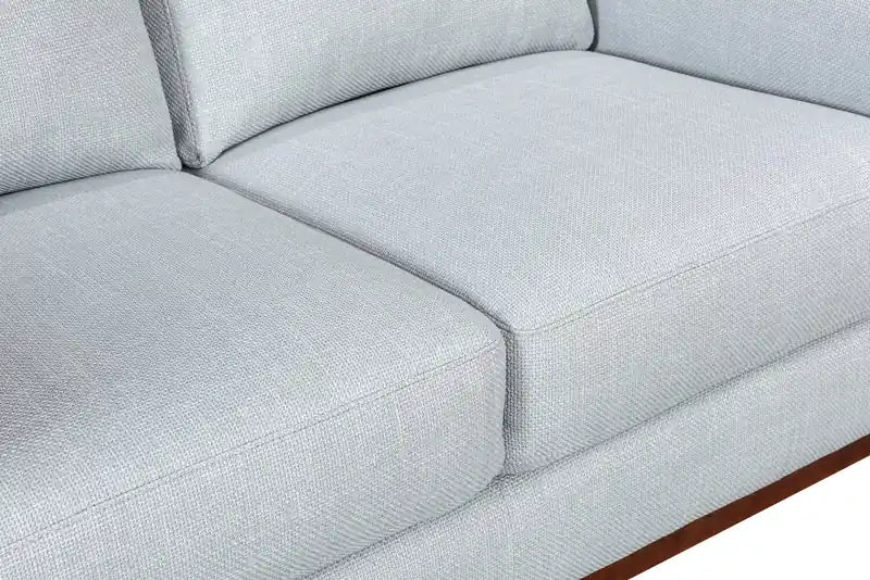 63.3 Linen-Look Fabric Loveseat with Wood Base and Legs