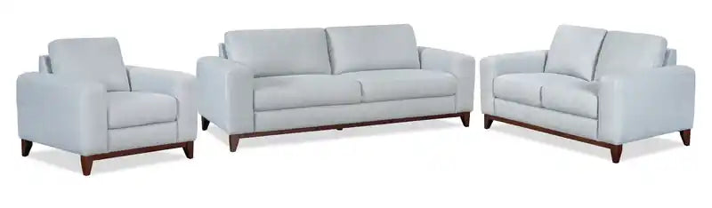 63.3 Linen-Look Fabric Loveseat with Wood Base and Legs