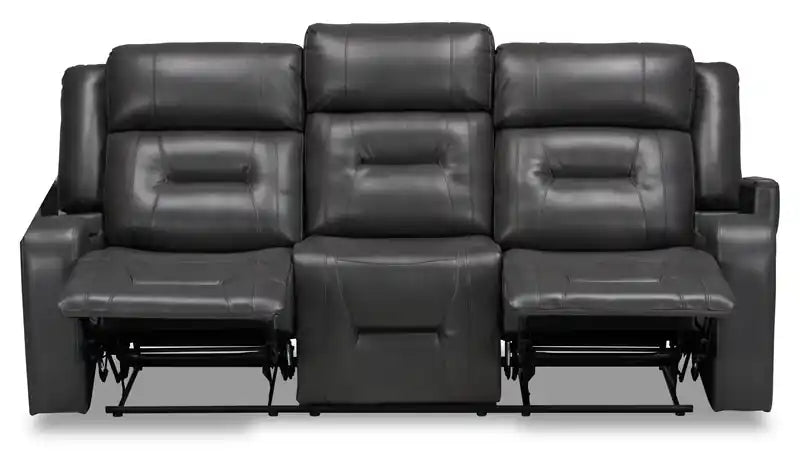 82.5 Leather-Look Reclining Sofa with Storage Arms